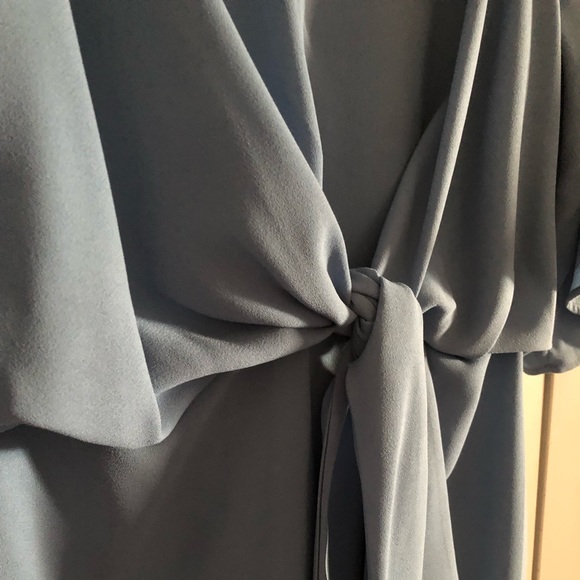 TOP SHOP TIE FRONT MINI DRESS: BLUE 4 US - Picture 4 of 5